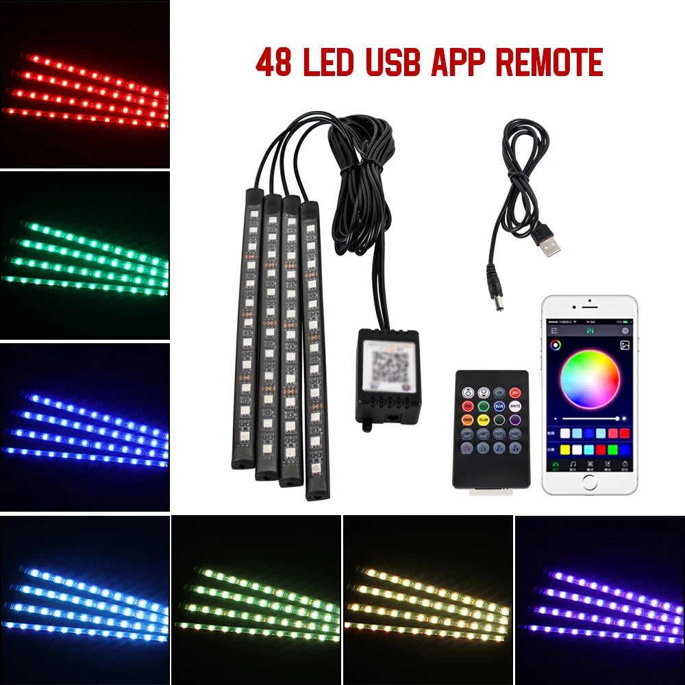 RGB LED Car Interior Light – Wireless Music Control for Auto Atmosphere