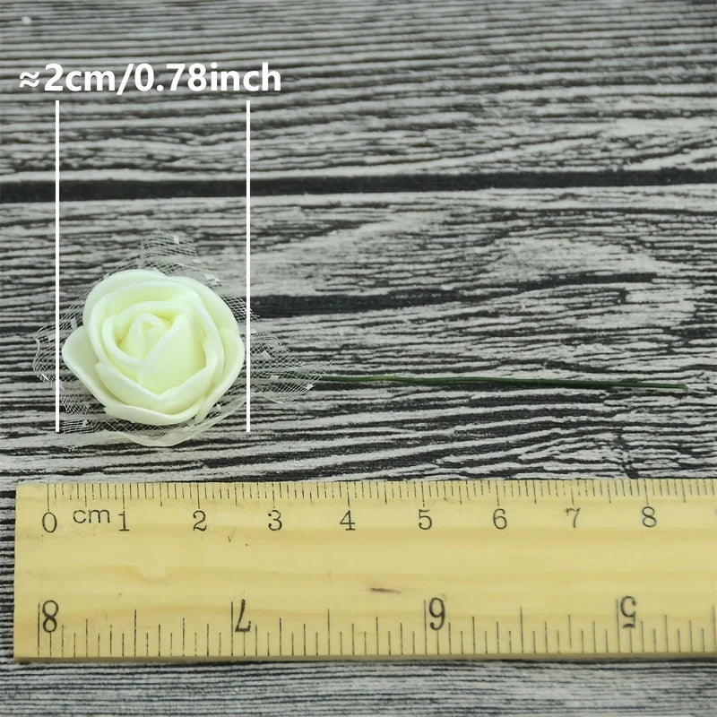 Mini Foam Rose Flower Heads – 2cm Craft Embellishments for Wedding Decor