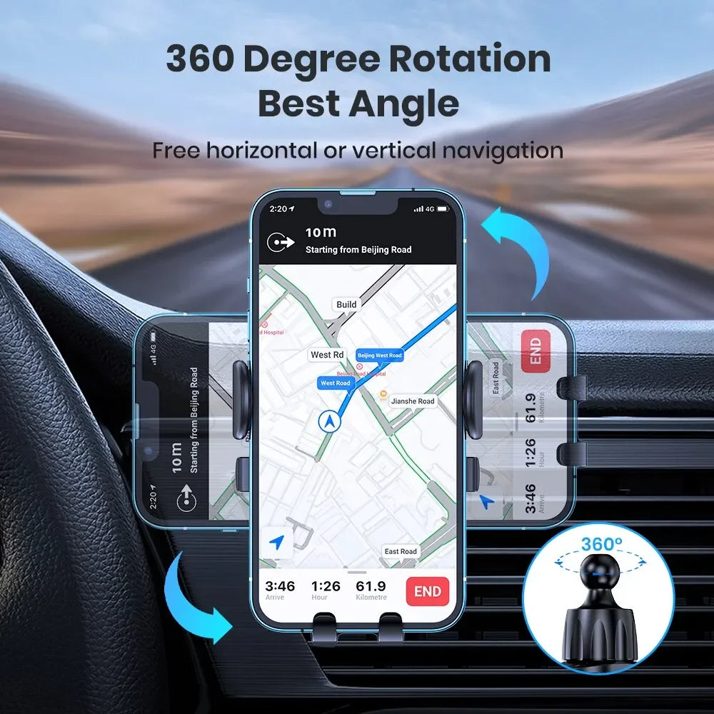 Gravity Car Phone Holder – Metallic Air Vent Mount for Hands-Free Driving