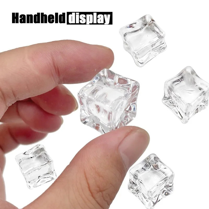 Reusable Acrylic Fake Ice Cubes – Transparent Photo Props for Product Display