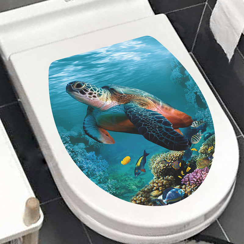 Decorative Toilet Seat Decal – Underwater Sea Shell Art for Bathroom Decor