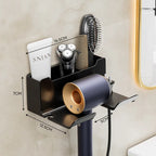 Bathroom Wall Organizer – Hair Dryer Holder with Storage Baskets for Vanity