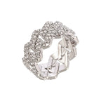Iced Out Cuban Link Ring – Gold Plated CZ Band for Hip Hop Fashion