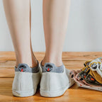 Embroidered Expression Ankle Socks – Kawaii Cotton Fashion for Casual Wear