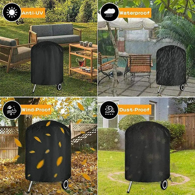 Heavy Duty Waterproof BBQ Cover – Protective Round Grill Shield for Outdoor