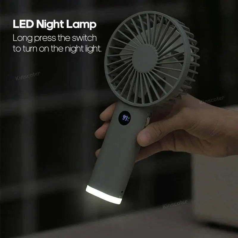 Portable Handheld USB Fan – Rechargeable Stepless Speed Desktop Cooling Fan