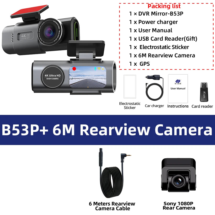 4K WiFi Dash Cam – GPS Night Vision Car DVR for Vehicle Security