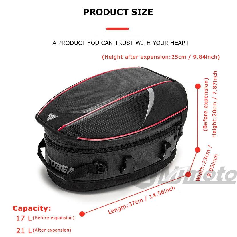 Waterproof Motorcycle Tail Bag – Large Capacity Luggage for Travel