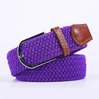 Woven Elastic Canvas Belt – Stretch Braided Buckle Strap for Casual Jeans