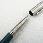 Calligraphy Fountain Pen – Bent Nib Silver Green for Painting and Office