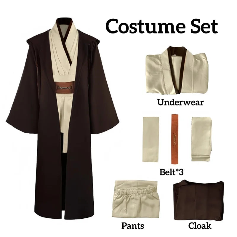 Jedi Knight Robe – Hooded Men's Tunic for Halloween Cosplay Costume