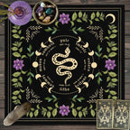 Snake Floral Tarot Tablecloth – Astrology Altar Decor for Divination Rituals