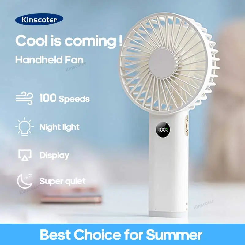 Portable Handheld USB Fan – Rechargeable Stepless Speed Desktop Cooling Fan