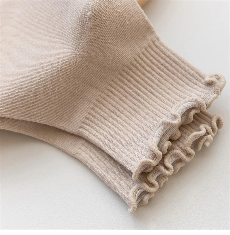 Ruffled Ankle Socks – Breathable Japanese Style Kawaii Hosiery for Women