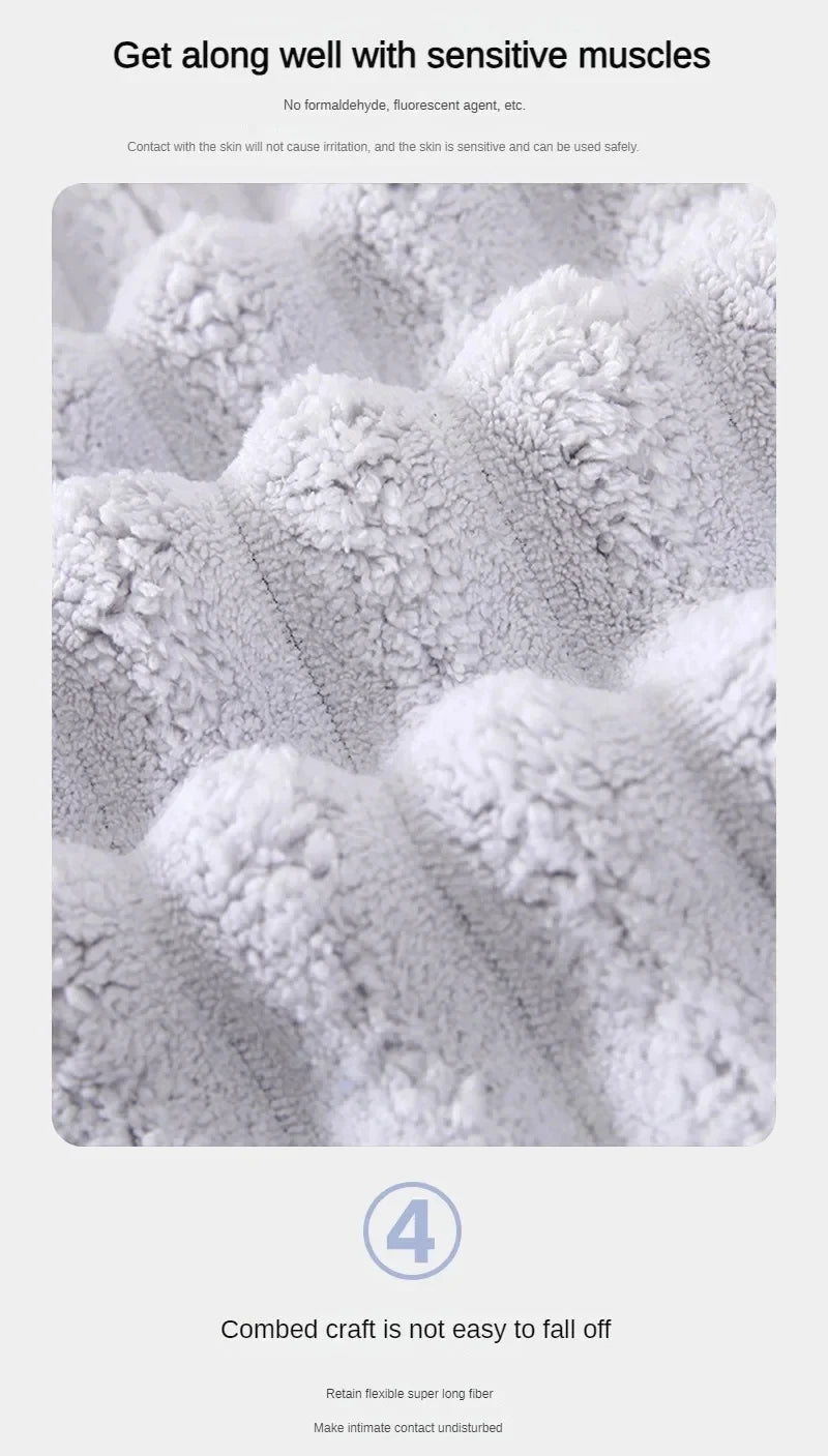 Large Coral Fleece Bath Towel – Soft Absorbent Fabric for Home Bathroom