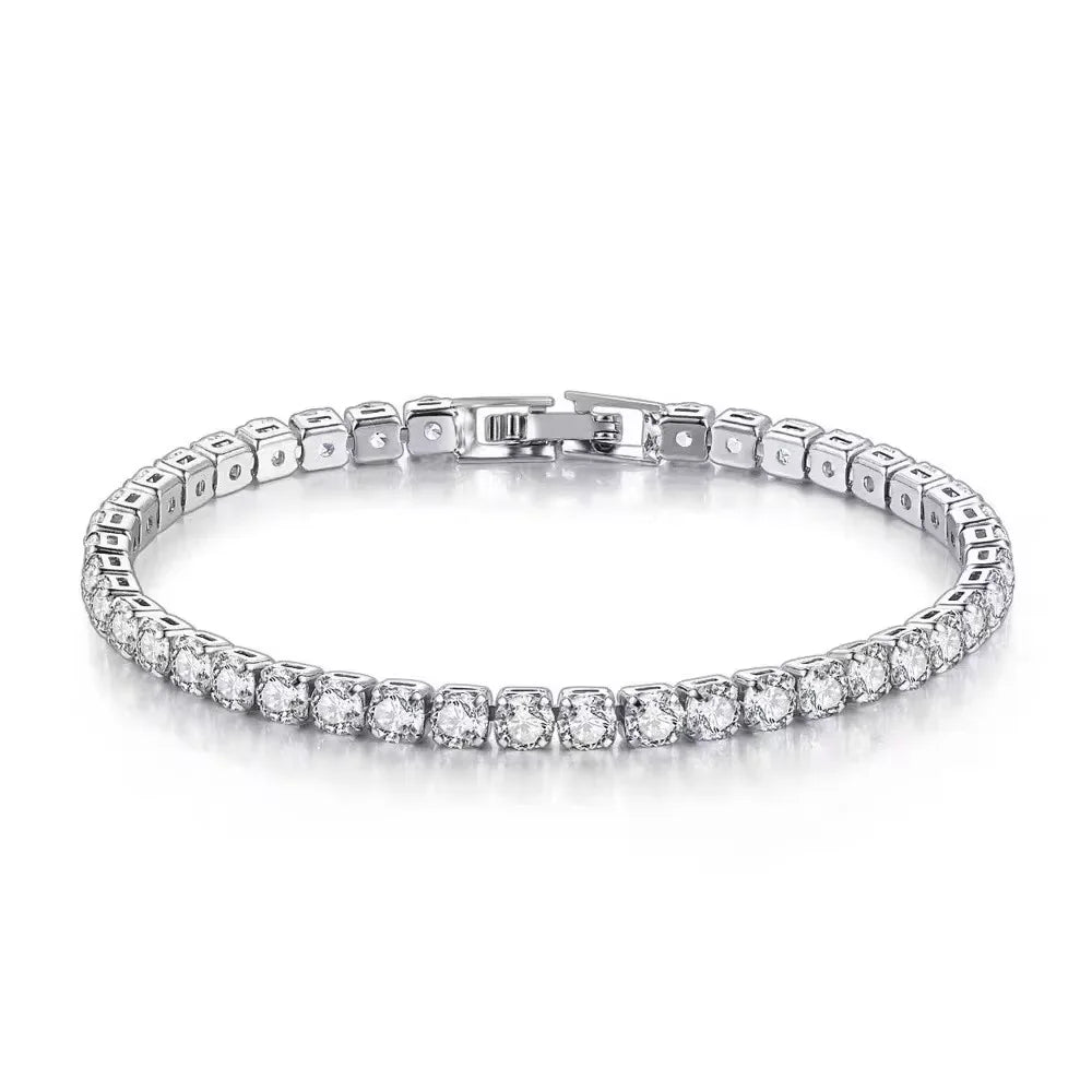 S925 Sterling Silver Tennis Bracelet – 4mm Zirconia for Wedding Jewelry