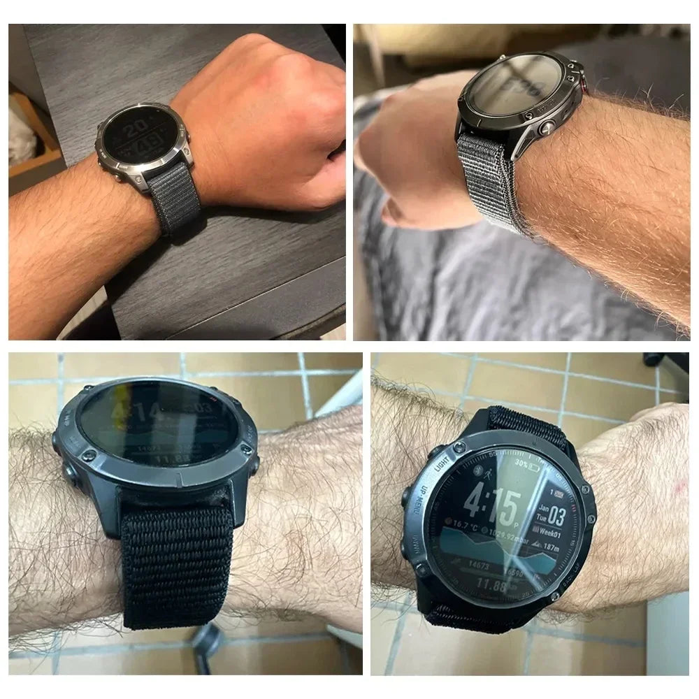 Nylon Hook and Loop Sport Strap – Adjustable Wristband for Garmin Fenix Series