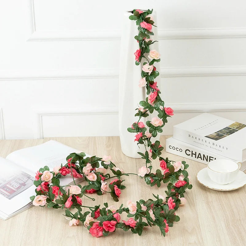 Artificial Silk Rose Vine – 2.5m Floral Garland for Wedding Arch Decoration