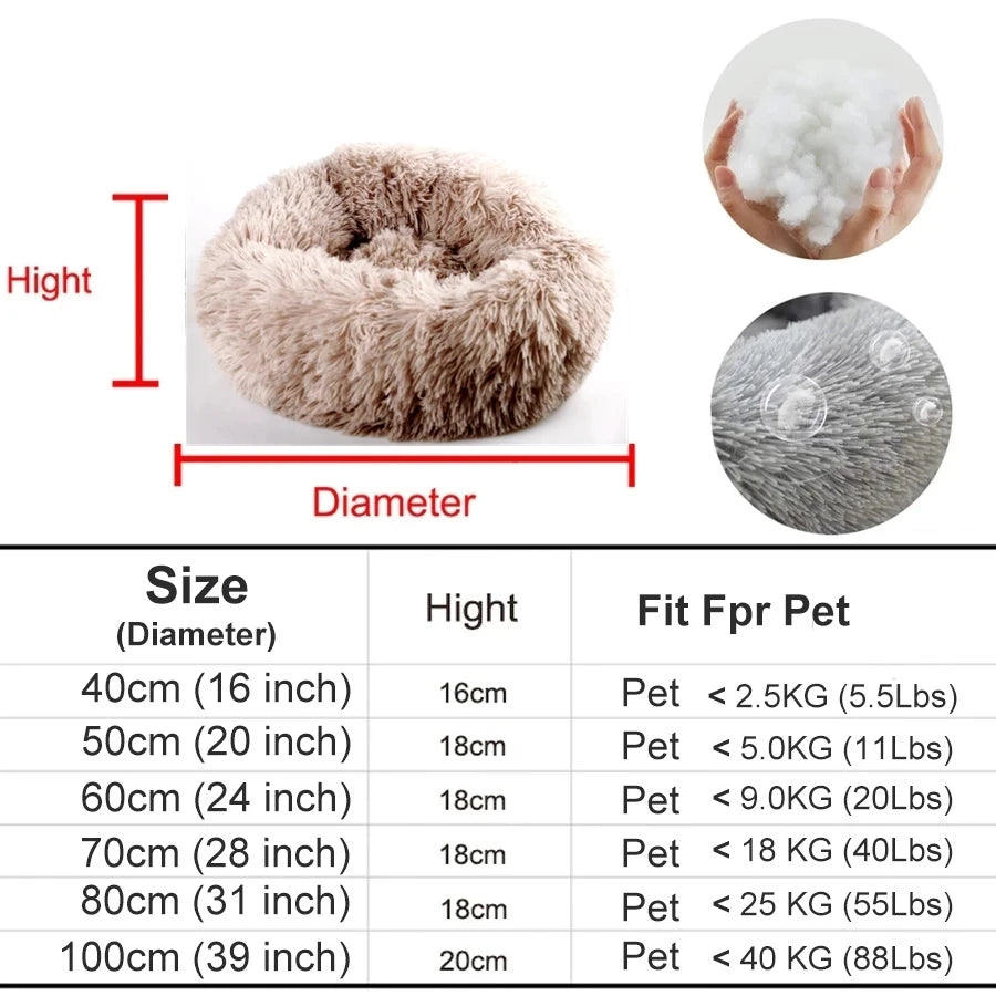 Plush Donut Dog Bed – Large Round Fluffy Kennel for Winter Pet Comfort