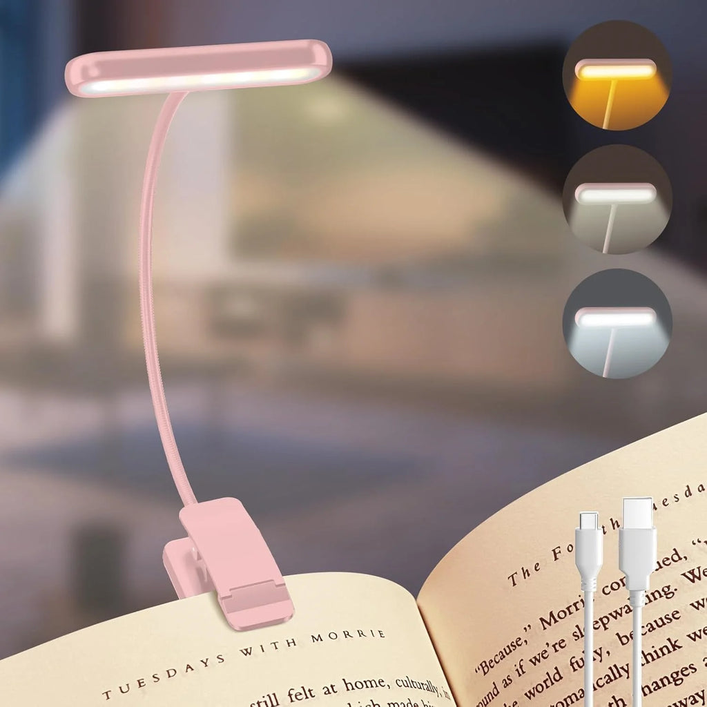 USB Rechargeable Book Light – Flexible Clip-On Lamp for Night Reading
