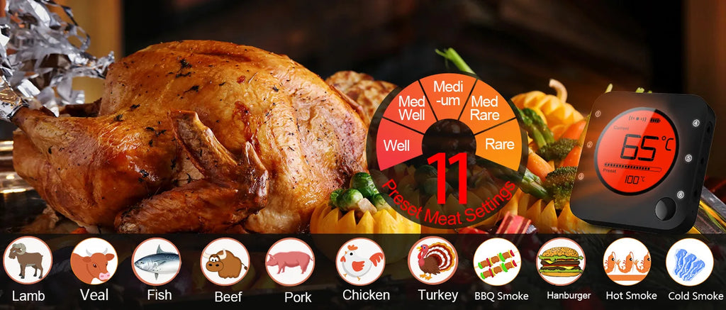 Wireless Meat Thermometer – 6-Probe Digital BBQ Tool for Smoker Grill Cooking