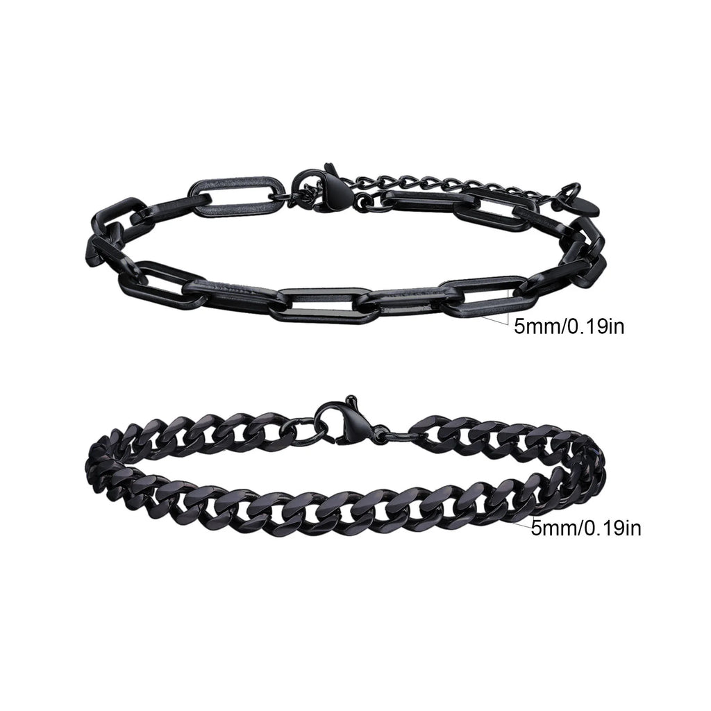 Stainless Steel Chain Bracelet – Men’s Trendy Cuban Link Wristband for Jewelry