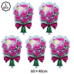 Red Rose Foil Balloon – Romantic Floral Decor for Valentine's Day Weddings