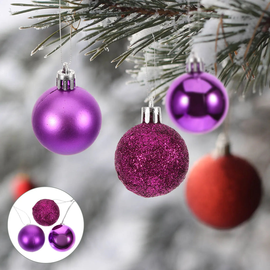 Purple Plastic Christmas Ornament Balls – Shiny Decor for Xmas Tree Holidays