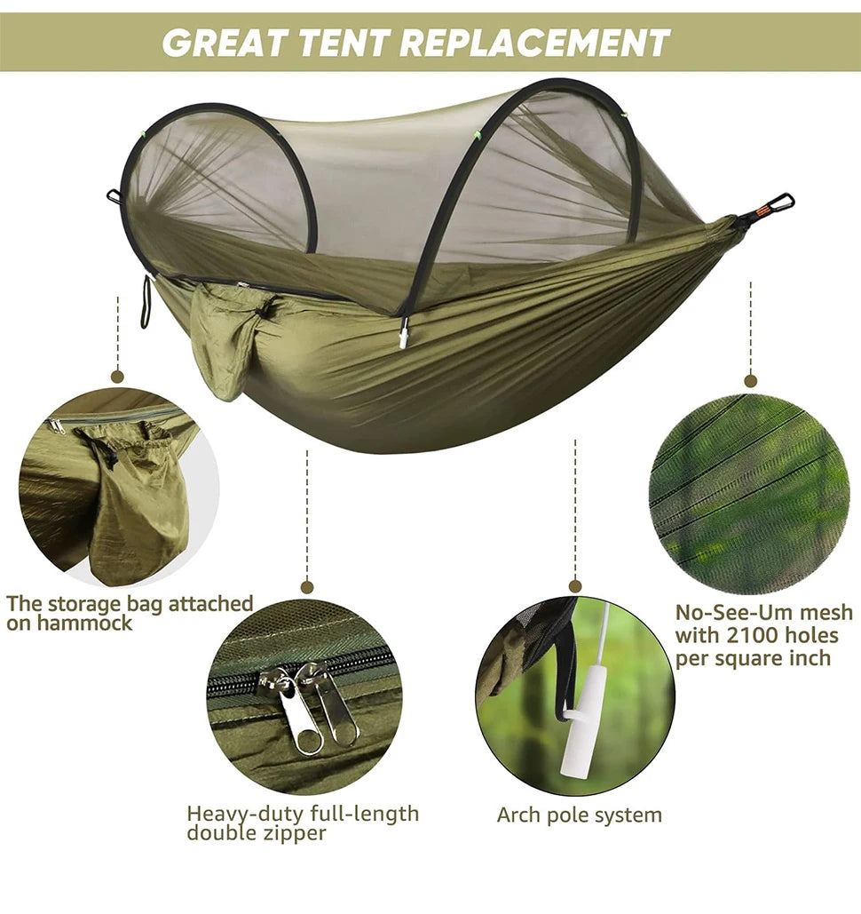 Camping Hammock – Quick Opening with Mosquito Net for Outdoor Sleeping