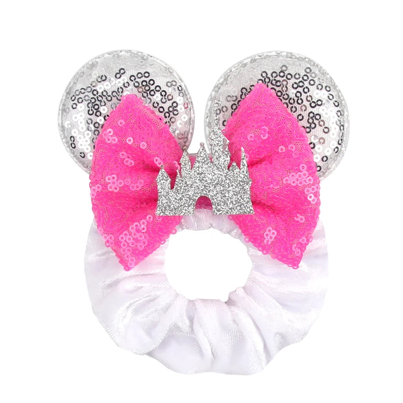 Velvet Sequin Mouse Ear Scrunchies – Elastic Hair Accessories for Kids Party