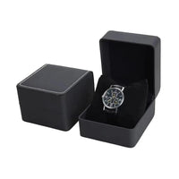 Black PU Leather Watch Box – Single Display Case with Pillow for Men
