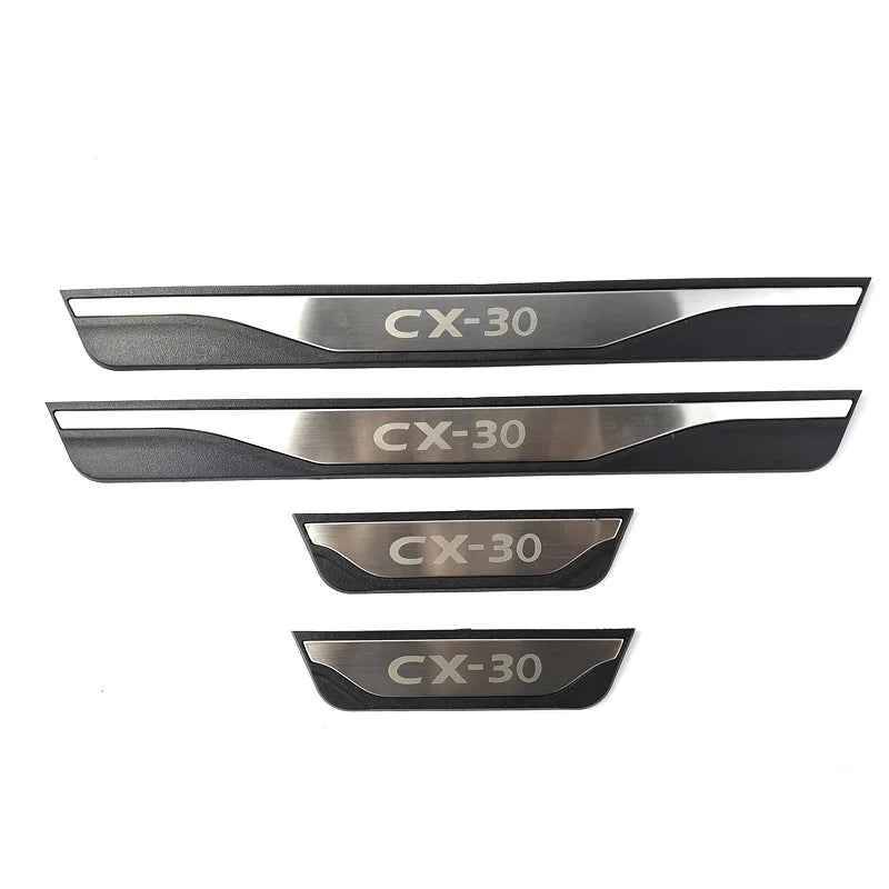 Stainless Steel Door Sill Guards – Interior Protective Scuff Plates for Mazda CX-30