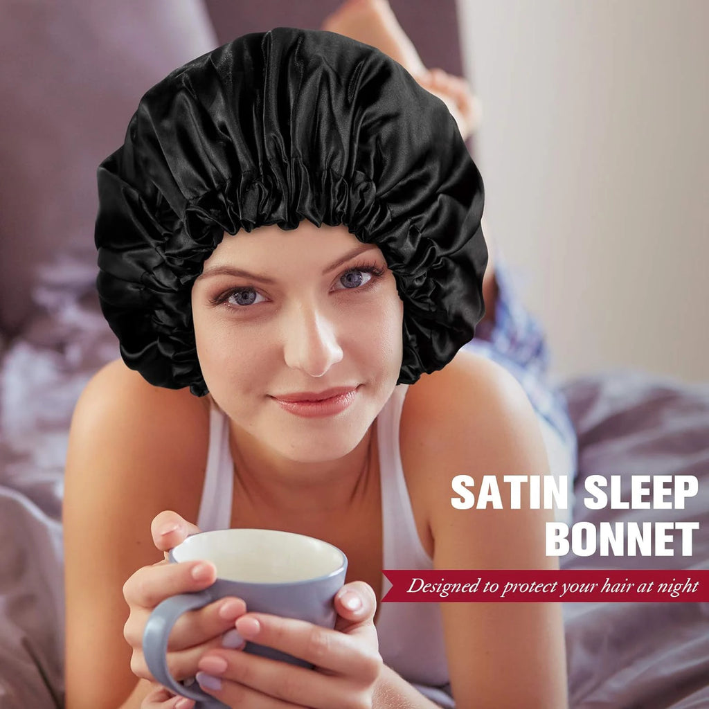 Silk Sleep Bonnet – Adjustable Double Layered Cap for Hair Protection