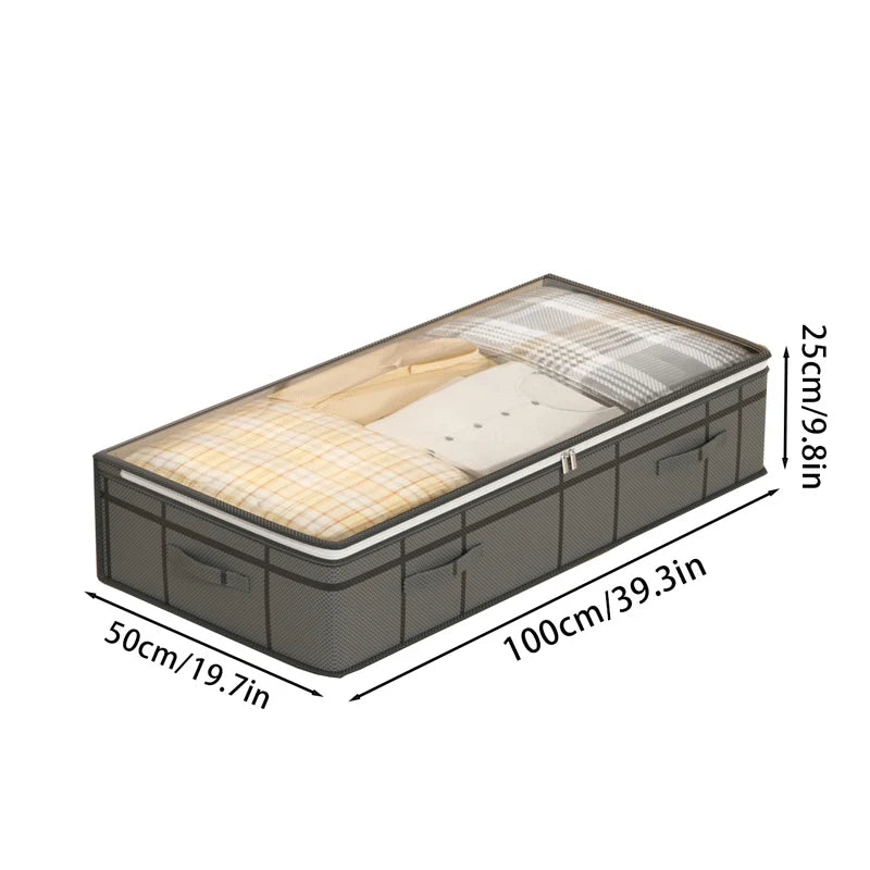 Foldable Large Underbed Storage Bag – Quilt and Clothing Organizer for Bedroom