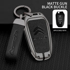 Zinc Alloy Leather Car Key Case – Protective Remote Cover for Citroen Models