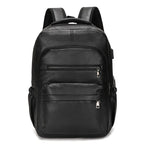 PU Leather USB Charging Laptop Backpack – Large Travel Bag for Men and Students
