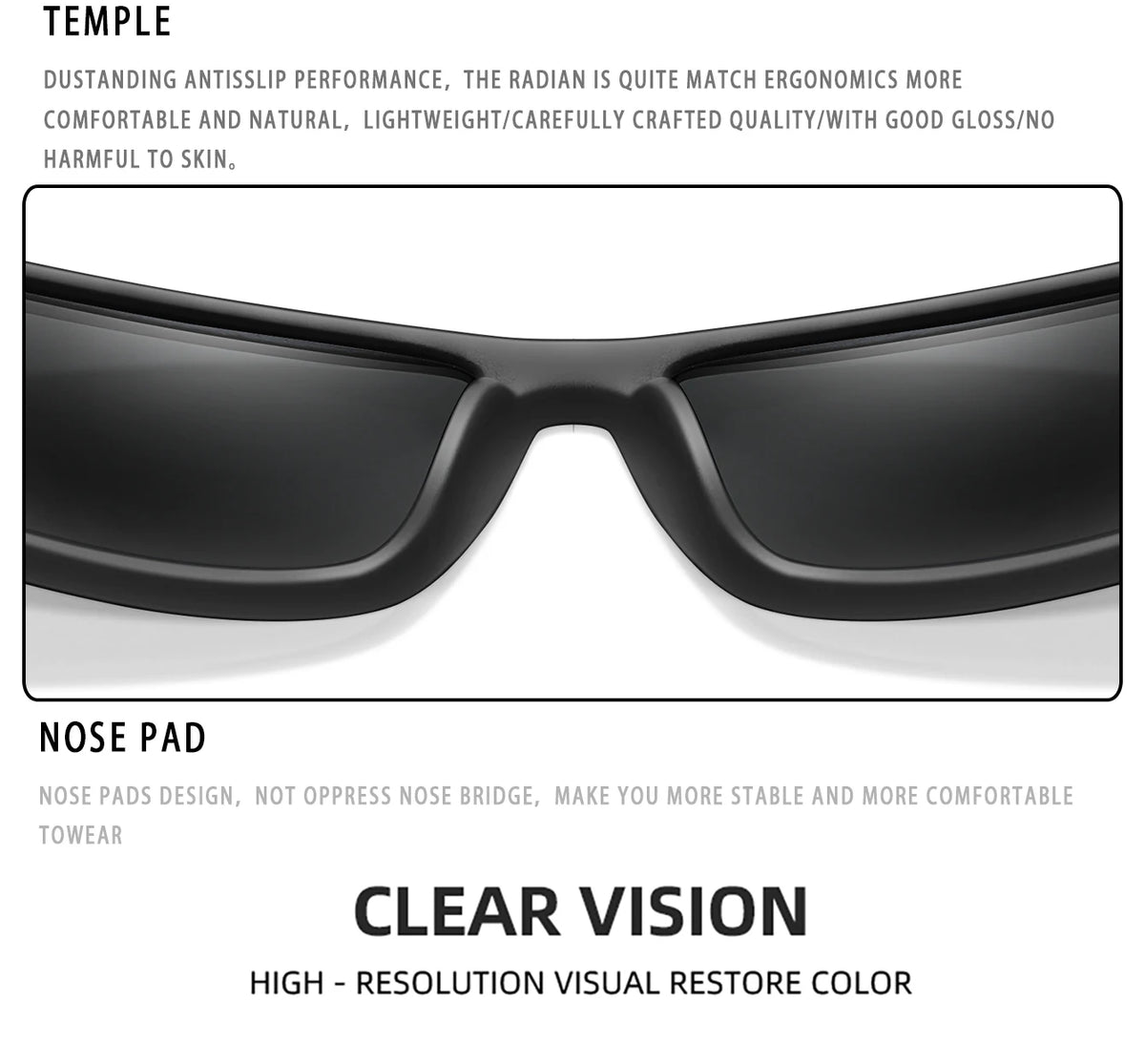 Polarized Cycling Sunglasses – UV400 Square Eyewear for Outdoor Sports