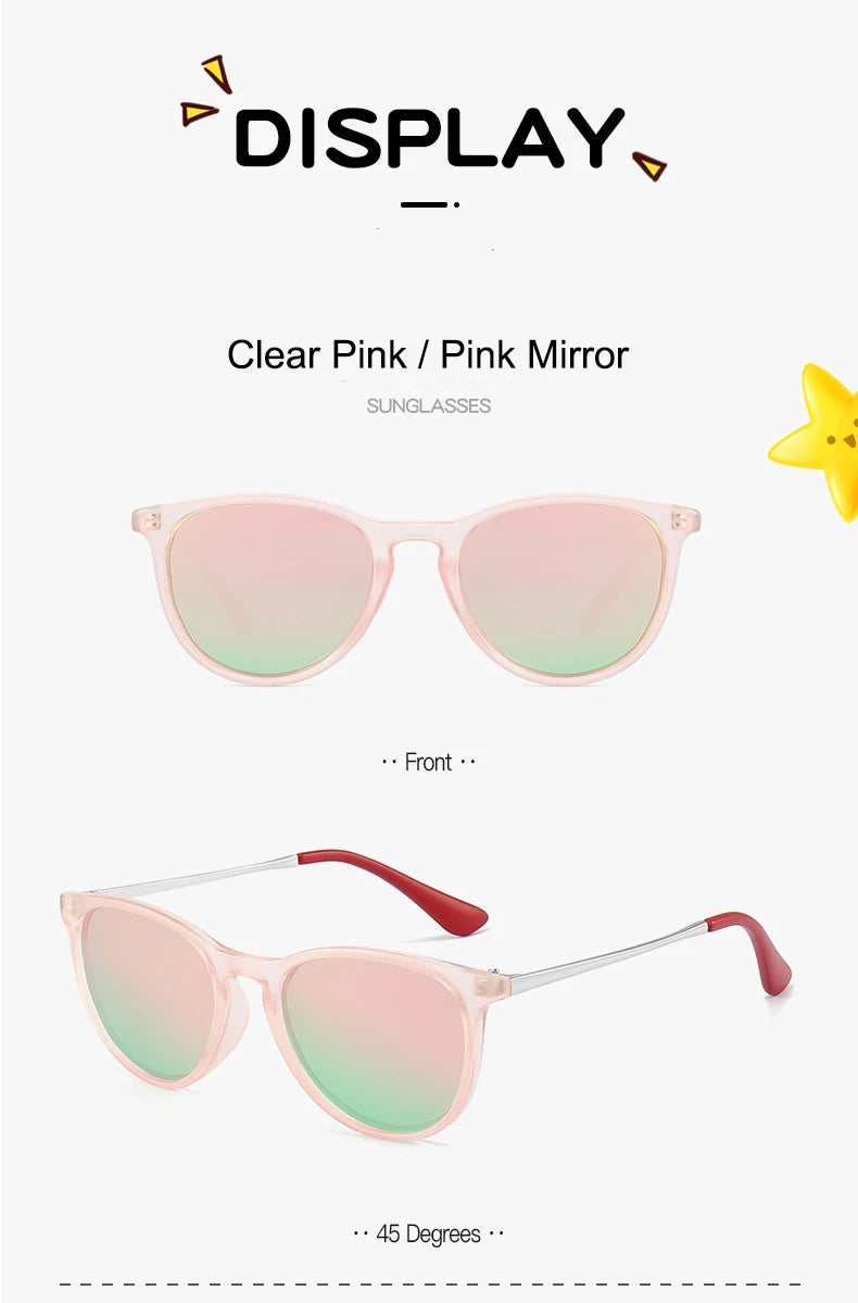 Vintage Round Kids Sunglasses – Polarized Metal UV400 Eyewear for Outdoor Play
