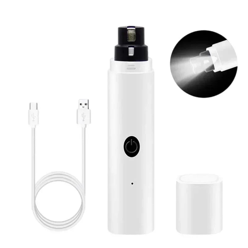 Electric Pet Nail Grinder – USB Rechargeable LED Grooming Tool for Cats and Dogs