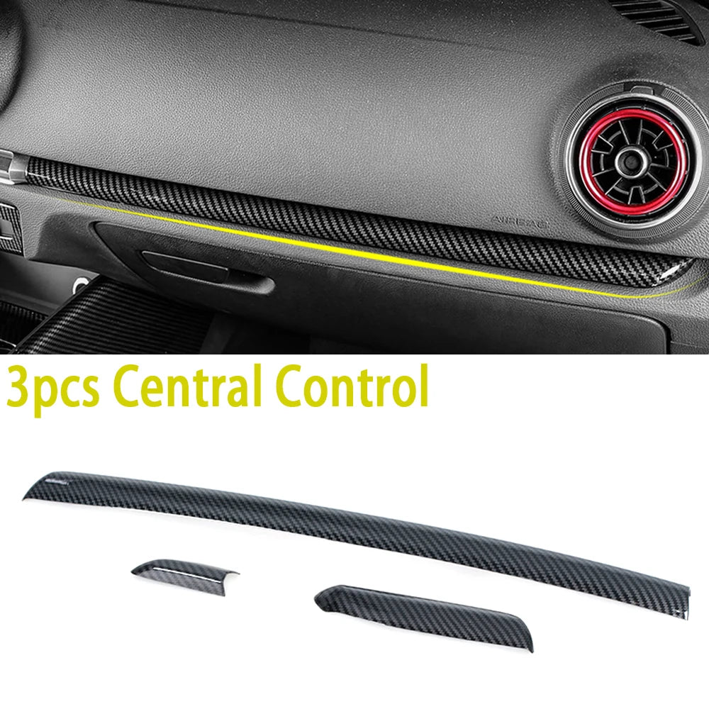 Carbon Fiber Console Trim – ABS Interior Door Panel Cover for Audi A3 S3 RS3