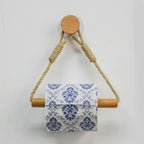 Adhesive Hemp Paper Towel Holder – Wall Mounted Rack for Bathroom Storage