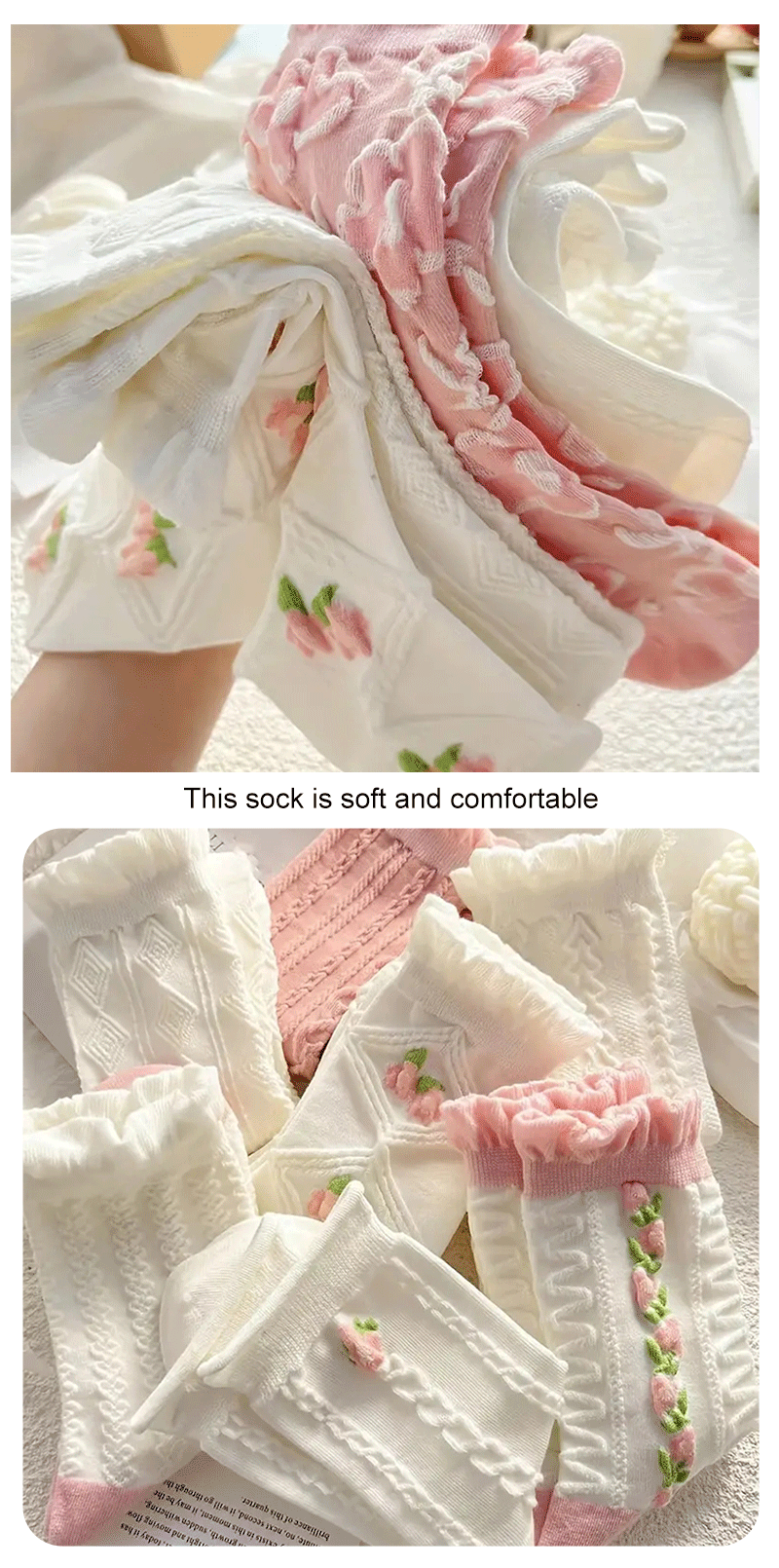 Lace Ruffled Mid-Tube Socks – Soft Harajuku Lolita Style for Winter Fashion