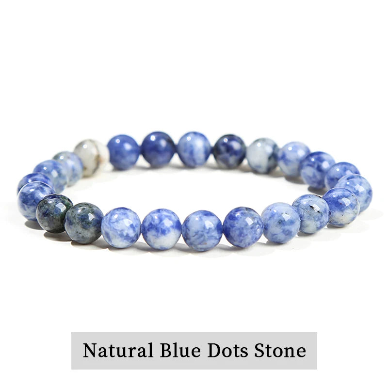 Natural Stone Bead Bracelet – Healing Crystal Gemstone Jewelry for Men and Women