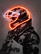 Ayrton Senna Racing Suit Wall Art – Abstract Neon Graffiti Canvas for Home Decor