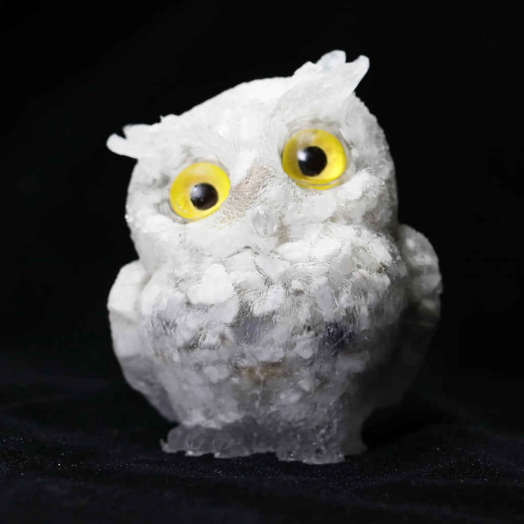 Crystal Owl Ornament – Natural Gemstone Figurine for Home Decor and Aquarium