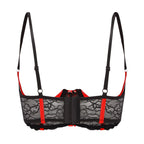 Wetlook Leather Push Up Bralette – Underwire Lace Lingerie for Sexy Cosplay