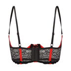 Wetlook Leather Push Up Bralette – Underwire Lace Lingerie for Sexy Cosplay