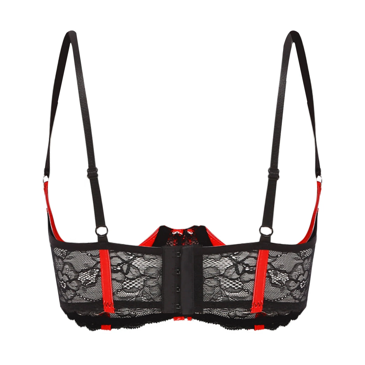 Wetlook Leather Push Up Bralette – Underwire Lace Lingerie for Sexy Cosplay