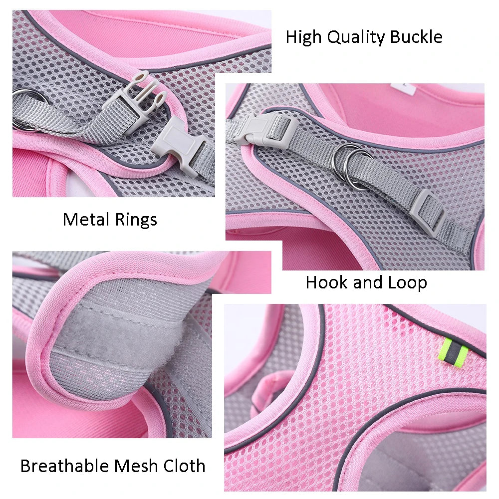 Reflective Breathable Pet Harness – Adjustable Vest for Small Medium Dogs