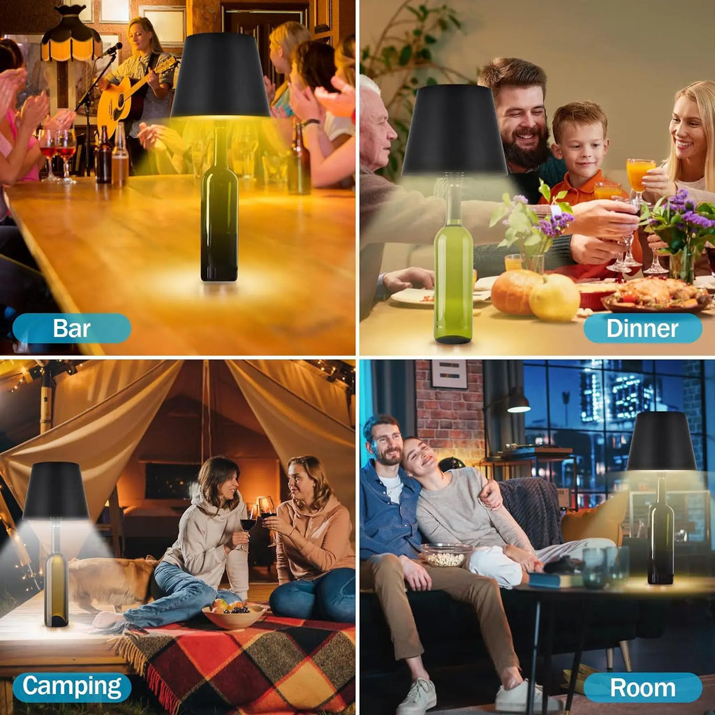 Wireless LED Wine Bottle Lamp – Touch Control for Outdoor Dining